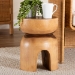 bali & pari Abrina Solid Suar Wood Side Table - Hand-Carved Sculptural End Table with Arched Base, Modern Boho Style for Living Room or Bedroom - BSOSuar S/T 004-Natural-Side Table