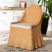 bali & pari Maya Natural Rattan Accent Chair - Hand Woven Wicker Dining Chair with Scalloped Skirt and Cushion, Coastal Boho Style Seating for Dining or Living Room, Light Honey - BSOMaya-Light Honey Rattan-Cushion-CC