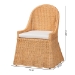 bali & pari Maya Natural Rattan Accent Chair - Hand Woven Wicker Dining Chair with Scalloped Skirt and Cushion, Coastal Boho Style Seating for Dining or Living Room, Light Honey - BSOMaya-Light Honey Rattan-Cushion-CC
