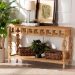 bali & pari Dolby Natural Rattan Console Table - Handwoven Wicker Accent Table with Openwork Design and Lower Shelf, Coastal Boho Style for Entryway or Living Room - BSODolby-Light Honey/Rattan-Console Table