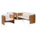 bali & pari Carina Natural Rattan 3-Piece Living Room Set - Lounge Sofa and Armchairs with Handwoven U-Shaped Design for Boho, Coastal, or Tropical Interiors - BSOPalm-Light Honey/Rattan-Cushioned-3PC Set