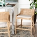 bali & pari Beata Natural Rattan Counter Stool - Handcrafted Wingback Counter Chair with Woven Detailing and Removable Cushion, Coastal Boho Style Seating for Kitchen Island or Dining Area - BSOBeata-Light Honey/Wooden-Cushioned-CS