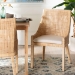 bali & pari Beata Natural Rattan Dining Chair - Handcrafted Wingback Accent Chair with Woven Detailing and Removable Cushion, Coastal Boho Seating for Kitchen or Dining Room - BSOBeata-Light Honey/Wooden-Cushioned-DC
