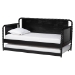 Baxton Studio Lucera Bobbin Daybed with Rolling Trundle - Wooden Bed Frame with Turned Spindle Detailing, Classic Style Sofa Bed for Bedroom or Guest Room, Twin, Black - BSOMG0110-4-Black-Daybed/T
