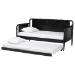 Baxton Studio Lucera Bobbin Daybed with Rolling Trundle - Wooden Bed Frame with Turned Spindle Detailing, Classic Style Sofa Bed for Bedroom or Guest Room, Twin, Black - BSOMG0110-4-Black-Daybed/T