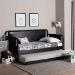 Baxton Studio Lucera Bobbin Daybed with Rolling Trundle - Wooden Bed Frame with Turned Spindle Detailing, Classic Style Sofa Bed for Bedroom or Guest Room, Twin, Black - BSOMG0110-4-Black-Daybed/T