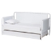 Baxton Studio Lucera Bobbin Daybed with Rolling Trundle - Wooden Bed Frame with Turned Spindle Detailing, Classic Style Sofa Bed for Bedroom or Guest Room, Twin, White - BSOMG0110-4-White-Daybed/T