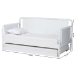 Baxton Studio Lucera Bobbin Daybed with Rolling Trundle - Wooden Bed Frame with Turned Spindle Detailing, Classic Style Sofa Bed for Bedroom or Guest Room, Twin, White - BSOMG0110-4-White-Daybed/T