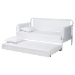 Baxton Studio Lucera Bobbin Daybed with Rolling Trundle - Wooden Bed Frame with Turned Spindle Detailing, Classic Style Sofa Bed for Bedroom or Guest Room, Twin, White - BSOMG0110-4-White-Daybed/T