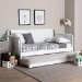 Baxton Studio Lucera Bobbin Daybed with Rolling Trundle - Wooden Bed Frame with Turned Spindle Detailing, Classic Style Sofa Bed for Bedroom or Guest Room, Twin, White - BSOMG0110-4-White-Daybed/T