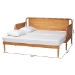 Baxton Studio Lucera Bobbin Twin-To-King Expandable Daybed - Wood Bed Frame with Turned Spindle Detailing, Classic Style Sofa Bed for Bedroom or Guest Room, Oak Brown - BSOMG0110-5-NTOak-Twin to King-Daybed