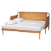 Baxton Studio Lucera Bobbin Twin-To-King Expandable Daybed - Wood Bed Frame with Turned Spindle Detailing, Classic Style Sofa Bed for Bedroom or Guest Room, Oak Brown - BSOMG0110-5-NTOak-Twin to King-Daybed