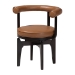 Baxton Studio Delacruz Swivel Dining Chair - Round Open Back Accent Chair with Faux Leather Upholstery, Modern Contemporary Seating for Kitchen or Dining Room - BSOBBT5547-Tan/Black-Armchair-DC