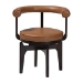 Baxton Studio Delacruz Swivel Dining Chair - Round Open Back Accent Chair with Faux Leather Upholstery, Modern Contemporary Seating for Kitchen or Dining Room - BSOBBT5547-Tan/Black-Armchair-DC