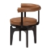 Baxton Studio Delacruz Swivel Dining Chair - Round Open Back Accent Chair with Faux Leather Upholstery, Modern Contemporary Seating for Kitchen or Dining Room - BSOBBT5547-Tan/Black-Armchair-DC