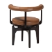 Baxton Studio Delacruz Swivel Dining Chair - Round Open Back Accent Chair with Faux Leather Upholstery, Modern Contemporary Seating for Kitchen or Dining Room - BSOBBT5547-Tan/Black-Armchair-DC