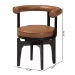 Baxton Studio Delacruz Swivel Dining Chair - Round Open Back Accent Chair with Faux Leather Upholstery, Modern Contemporary Seating for Kitchen or Dining Room - BSOBBT5547-Tan/Black-Armchair-DC