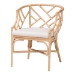 bali & pari Padma Natural Rattan Dining Chair - Handwoven Barrel Accent Chair with Bamboo-Style Frame and Lattice Detail for Boho, Coastal, or Tropical Dining or Lounge Area - BSOPadma-Natural/Rattan-Cushion-DC