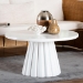 bali & pari Parvana Round Coffee Table with Fluted Pedestal Base - Contemporary White Resin Accent Table for Living Room - BSOParvana-White Resin-CT