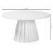 bali & pari Parvana Round Coffee Table with Fluted Pedestal Base - Contemporary White Resin Accent Table for Living Room - BSOParvana-White Resin-CT