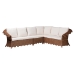 bali & pari Detta Natural Rattan 4-Piece Sectional Set - Handwoven Wicker Corner Lounge Seating with Scalloped Skirt Base and Rolled Arms, Boho Coastal Style for Sunroom or Living Room - BSODetta-Peanut Brown-Rattan-4PC Sectional Set