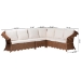 bali & pari Detta Natural Rattan 4-Piece Sectional Set - Handwoven Wicker Corner Lounge Seating with Scalloped Skirt Base and Rolled Arms, Boho Coastal Style for Sunroom or Living Room - BSODetta-Peanut Brown-Rattan-4PC Sectional Set