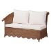 bali & pari Detta Natural Rattan 4-Piece Sectional Set - Handwoven Wicker Corner Lounge Seating with Scalloped Skirt Base and Rolled Arms, Boho Coastal Style for Sunroom or Living Room - BSODetta-Peanut Brown-Rattan-4PC Sectional Set