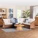 bali & pari Detta Natural Rattan 4-Piece Sectional Set - Handwoven Wicker Corner Lounge Seating with Scalloped Skirt Base and Rolled Arms, Boho Coastal Style for Sunroom or Living Room - BSODetta-Peanut Brown-Rattan-4PC Sectional Set