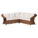 bali & pari Detta Natural Rattan 3-Piece Sectional Set - Handwoven Wicker Corner Lounge Seating with Scalloped Skirt Base and Rolled Arms, Boho Coastal Style for Sunroom or Living Room - BSODetta-Peanut Brown-Rattan-3PC Sectional Set