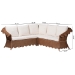 bali & pari Detta Natural Rattan 3-Piece Sectional Set - Handwoven Wicker Corner Lounge Seating with Scalloped Skirt Base and Rolled Arms, Boho Coastal Style for Sunroom or Living Room - BSODetta-Peanut Brown-Rattan-3PC Sectional Set