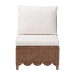 bali & pari Detta Natural Rattan Accent Chair - Handwoven Wicker Lounge Chair with Rolled Back and Scalloped Skirt Base, Boho Coastal Style for Sunroom or Sitting Area - BSODetta-Peanut Brn-Rattan-Armless-Cushion-Chair