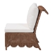 bali & pari Detta Natural Rattan Accent Chair - Handwoven Wicker Lounge Chair with Rolled Back and Scalloped Skirt Base, Boho Coastal Style for Sunroom or Sitting Area - BSODetta-Peanut Brn-Rattan-Armless-Cushion-Chair