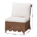 bali & pari Detta Natural Rattan Accent Chair - Handwoven Wicker Lounge Chair with Rolled Back and Scalloped Skirt Base, Boho Coastal Style for Sunroom or Sitting Area - BSODetta-Peanut Brn-Rattan-Armless-Cushion-Chair