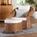 bali & pari Detta Natural Rattan Armchair and Ottoman Set - 2-Piece Handwoven Wicker Lounge Seating with Scalloped Skirt Base and Rolled Arms, Boho Coastal Style for Sunroom or Living Room - BSODetta-Peanut Brown-Rattan-2PC Lounge Chair with Stool-Set