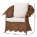 bali & pari Detta Natural Rattan Armchair - Handwoven Wicker Chair with Rolled Arms and Scalloped Skirt Base, Boho Coastal Style for Lounge or Sunroom - BSODetta-Peanut Brown-Rattan-Lounge-Cushion-AC