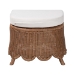 bali & pari Detta Natural Rattan Footstool with Cushion - Handwoven Wicker Ottoman with Scalloped Skirt Base for Coastal Lounge or Sunroom Seating - BSODetta-Peanut Brown-Rattan-Cushion-Stool