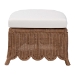 bali & pari Detta Natural Rattan Footstool with Cushion - Handwoven Wicker Ottoman with Scalloped Skirt Base for Coastal Lounge or Sunroom Seating - BSODetta-Peanut Brown-Rattan-Cushion-Stool