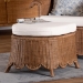 bali & pari Detta Natural Rattan Footstool with Cushion - Handwoven Wicker Ottoman with Scalloped Skirt Base for Coastal Lounge or Sunroom Seating - BSODetta-Peanut Brown-Rattan-Cushion-Stool