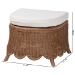 bali & pari Detta Natural Rattan Footstool with Cushion - Handwoven Wicker Ottoman with Scalloped Skirt Base for Coastal Lounge or Sunroom Seating - BSODetta-Peanut Brown-Rattan-Cushion-Stool