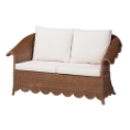 bali & pari Detta Natural Rattan Loveseat with Cushion - Handwoven Wicker Settee with Rolled Arms and Scalloped Skirt Base, Boho Coastal Style for Sunroom or Lounge Affordable modern furniture in Chicago, classic living room furniture, modern loveseat, cheap loveseat