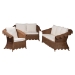bali & pari Detta Natural Rattan 3-Piece Living Room Set - Handwoven Wicker Lounge Seating with Scalloped Skirt Base and Rolled Arms, Boho Coastal Style for Sunroom or Living Room - BSODetta-Peanut Brown-Rattan-3PC Set