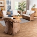 bali & pari Detta Natural Rattan 3-Piece Living Room Set - Handwoven Wicker Lounge Seating with Scalloped Skirt Base and Rolled Arms, Boho Coastal Style for Sunroom or Living Room - BSODetta-Peanut Brown-Rattan-3PC Set