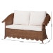 bali & pari Detta Natural Rattan Loveseat with Cushion - Handwoven Wicker Settee with Rolled Arms and Scalloped Skirt Base, Boho Coastal Style for Sunroom or Lounge - BSODetta-Peanut Brown-Rattan-Cushion-LS
