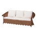 bali & pari Detta Natural Rattan Sofa with Cushion - Handwoven Wicker Settee with Rolled Arms and Scalloped Skirt Base, Boho Coastal Style for Sunroom or Lounge - BSODetta-Peanut Brown-Rattan-Cushion-Sofa