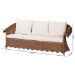 bali & pari Detta Natural Rattan Sofa with Cushion - Handwoven Wicker Settee with Rolled Arms and Scalloped Skirt Base, Boho Coastal Style for Sunroom or Lounge - BSODetta-Peanut Brown-Rattan-Cushion-Sofa