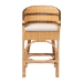 bali & pari Elma Rattan Counter Stool with Cushion - Barrel-Back Counter Chair with Synthetic Woven and Natural Rattan Frame, Boho Coastal Style Seating for Kitchen or Lounge - BSOElma-Natural/Brown Stripes-Rattan-Cushion-CS