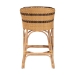 bali & pari Elma Rattan Counter Stool with Cushion - Barrel-Back Counter Chair with Synthetic Woven and Natural Rattan Frame, Boho Coastal Style Seating for Kitchen or Lounge - BSOElma-Natural/Brown Stripes-Rattan-Cushion-CS