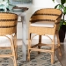 bali & pari Elma Rattan Counter Stool with Cushion - Barrel-Back Counter Chair with Synthetic Woven and Natural Rattan Frame, Boho Coastal Style Seating for Kitchen or Lounge - BSOElma-Natural/Brown Stripes-Rattan-Cushion-CS