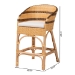bali & pari Elma Rattan Counter Stool with Cushion - Barrel-Back Counter Chair with Synthetic Woven and Natural Rattan Frame, Boho Coastal Style Seating for Kitchen or Lounge - BSOElma-Natural/Brown Stripes-Rattan-Cushion-CS