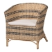 bali & pari Elda Natural Rattan Accent Chair - Wicker Barrel-Back Chair with Two-Tone Woven Stripes and Cushion, Coastal Boho Style Seating for  Living Room or Sunroom - BSOElda-Natural/Blue Stripes-Rattan-Cushion-DC